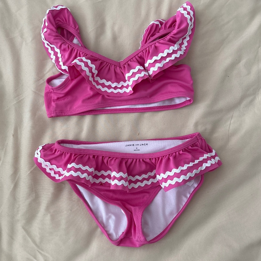 Janie and Jack Ruffle Bikini Swimsuit Pink Size 6